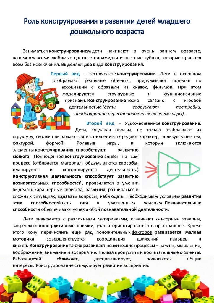 Цели и задачи игр с конструктором