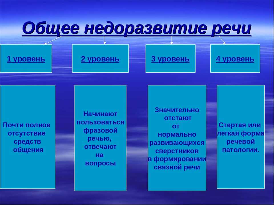 Уровни общего недоразвития речи у детей: онр 1, 2, 3, 4