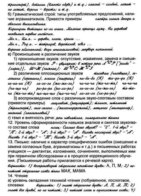 Карта комплексной диагностики речевых и неречевых функций детей и взрослых с речевыми расстройтвами. логопедические карты для диагностики речевых расстройств