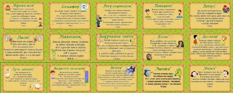 Дыхательная гимнастика для дошкольников в детском саду (доу) картотека