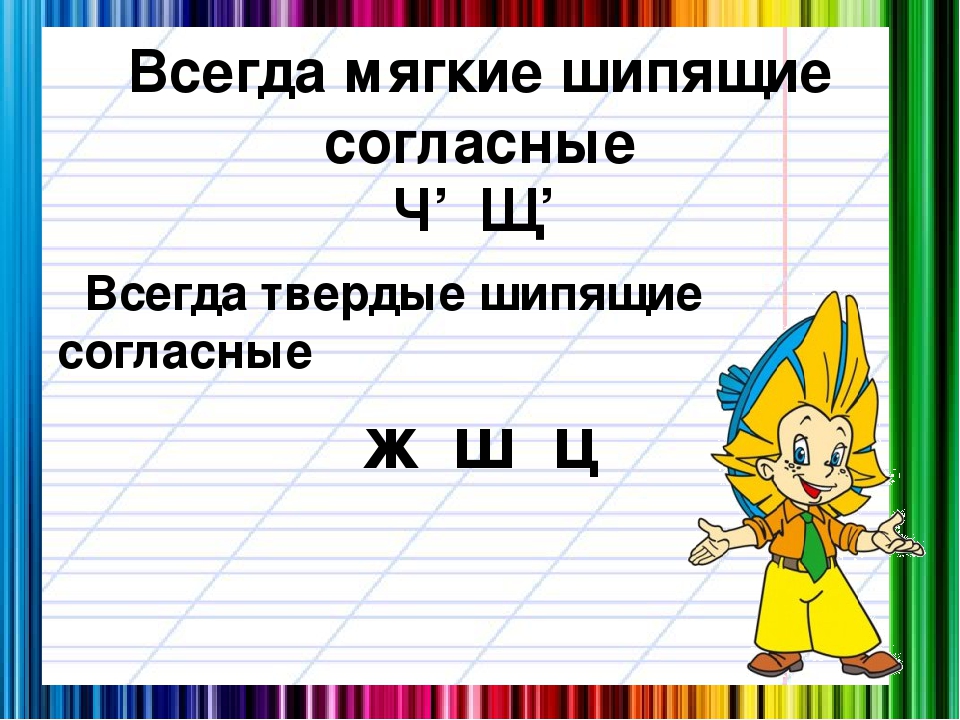 Шипящие согласные звуки с примерами (2 класс, русский язык)