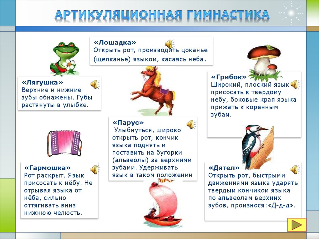 Артикуляционная гимнастика для разных звуков