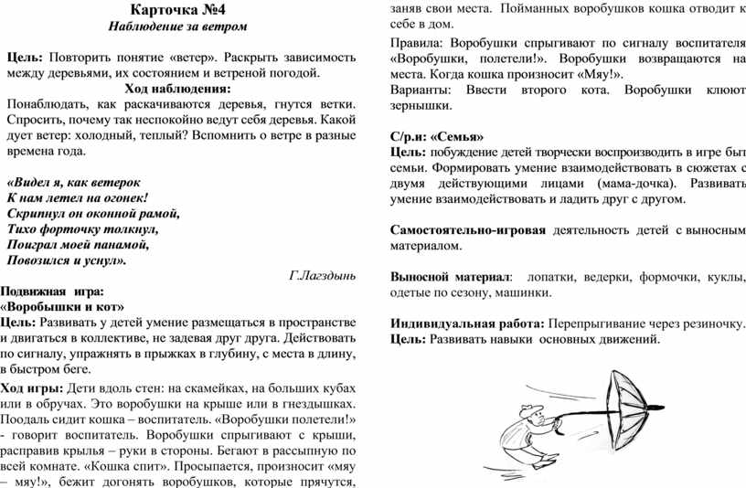 Конспект прогулки «наблюдение за ветром».